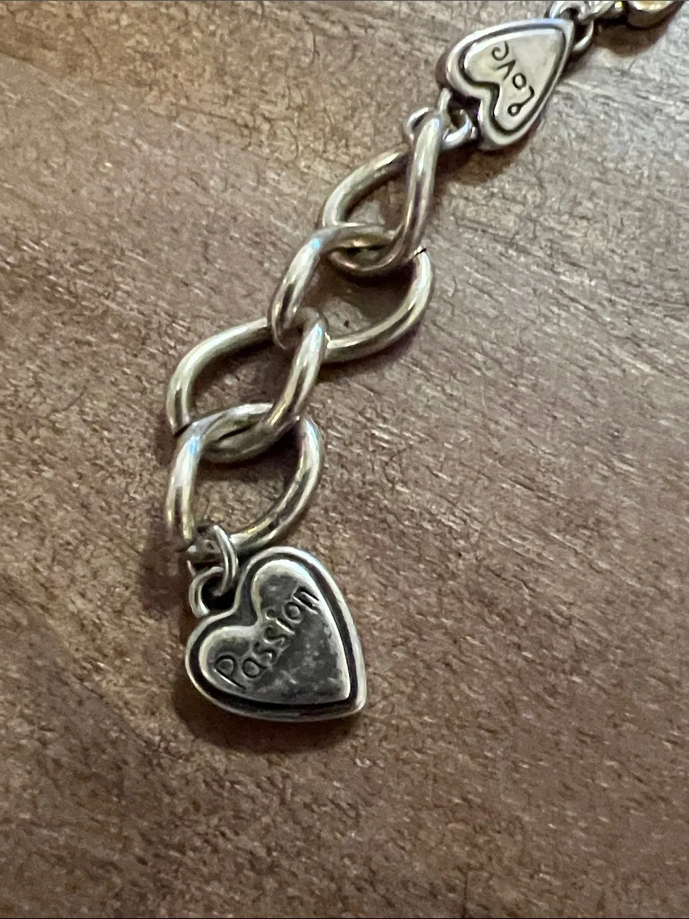 Brighton Heart Link Charm Watch Toggle Bracelet - Silver with Amber Hearts